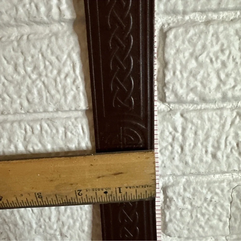 Vintage Tooled Genuine Full Leather Belt Strap with Snaps XL